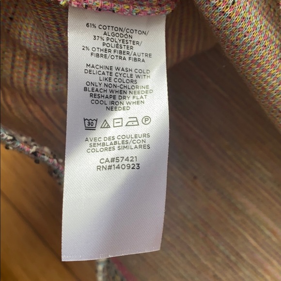 COPY - Loft multicolor tweed look puff sleeve top - Picture 3 of 6